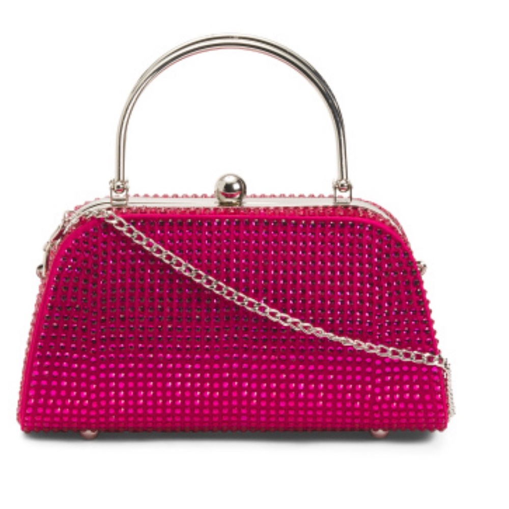 NWT Nina Fuchsia Clutch with Silver Chain